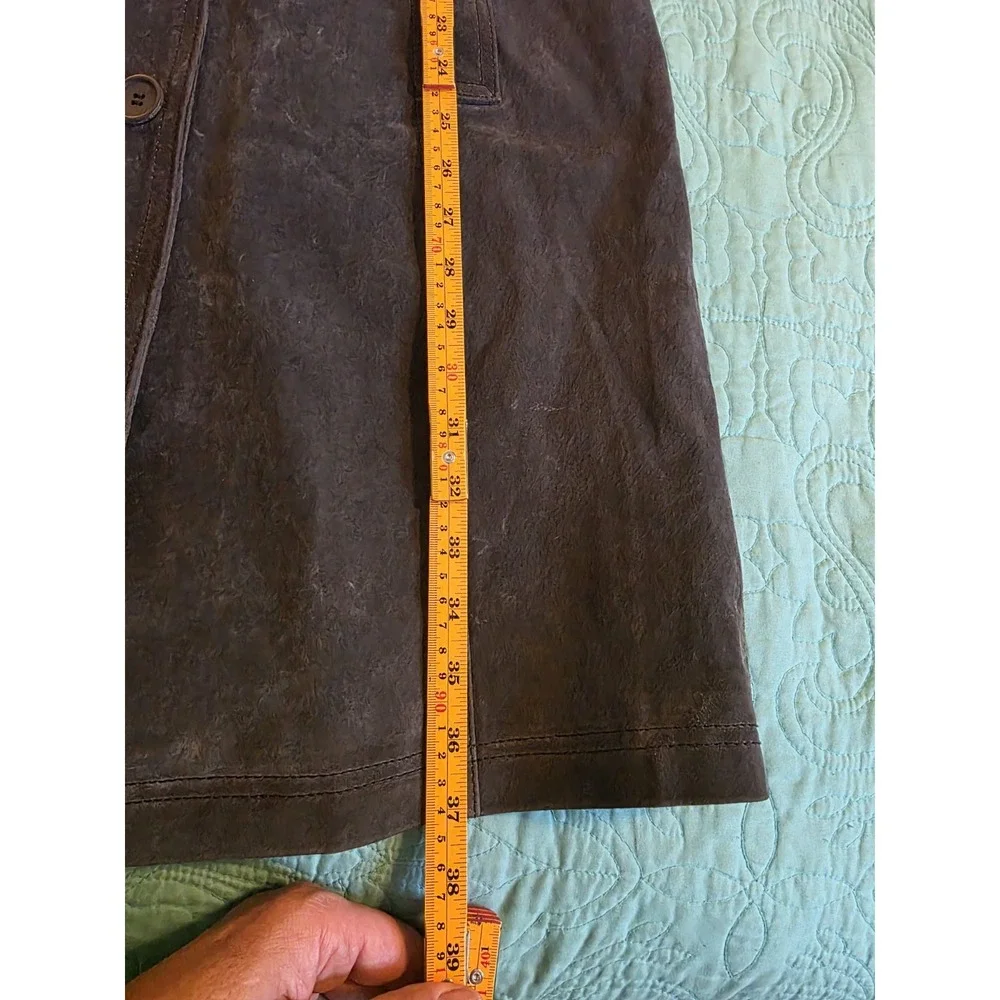 Coolwear Outerwear Women's Size Large Brown Suede Lined Long Fitted Jacket‎ Y2K